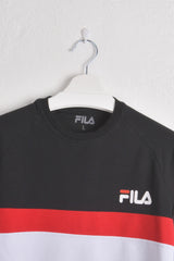 FILA Crew Sweat in White with Red and Black
